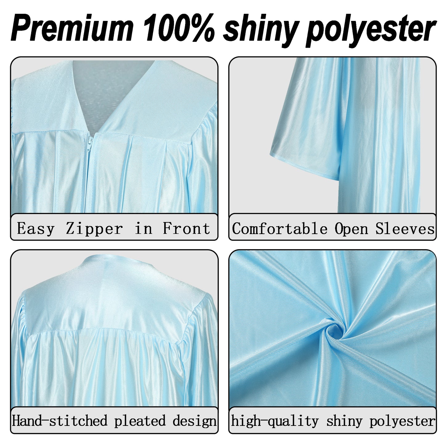 Newrara Graduation Adult/Teen Gown with Gold Stole & Cap Set