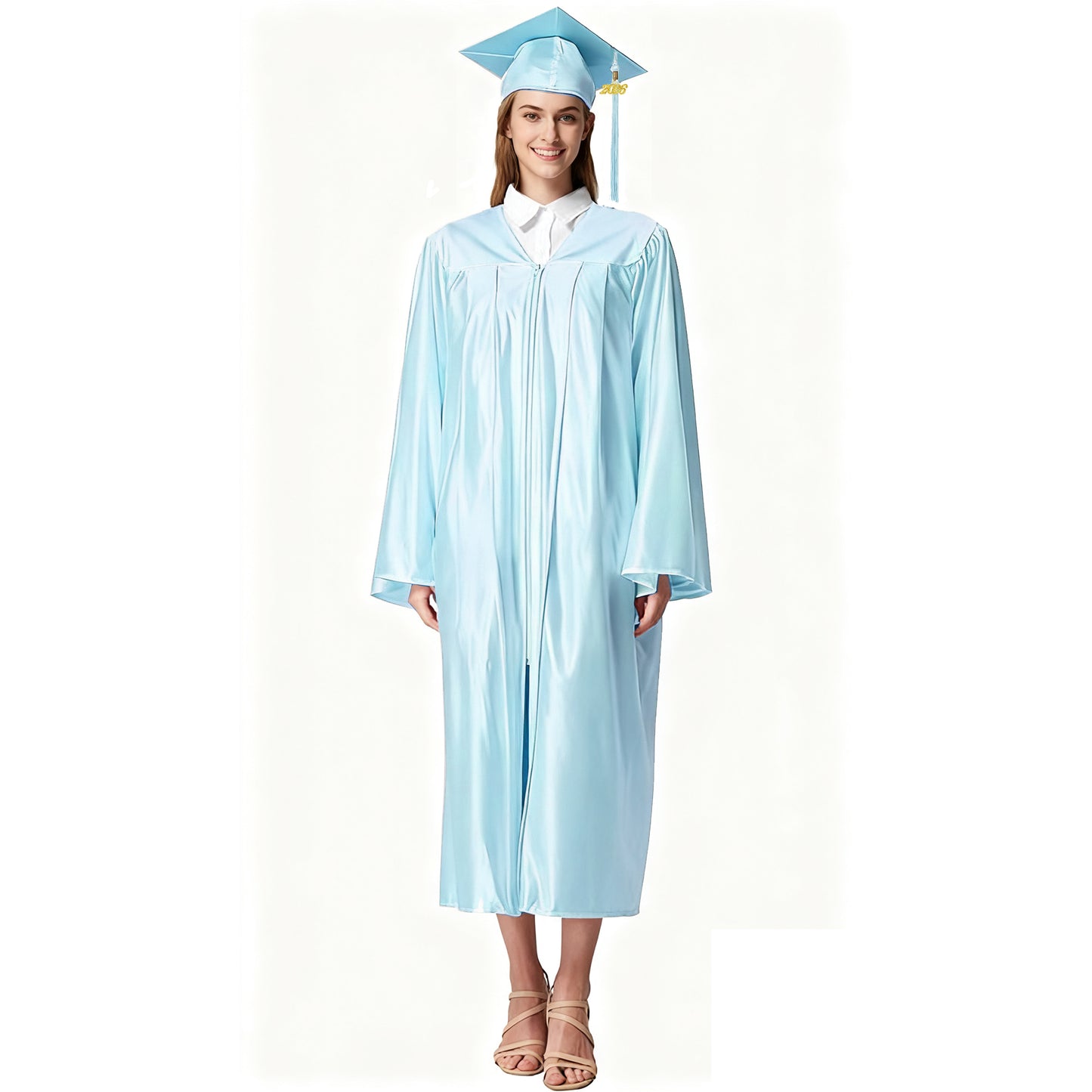 Newrara Shiny Adult/Teen Unisex Graduation Gown and Cap set with Tassel