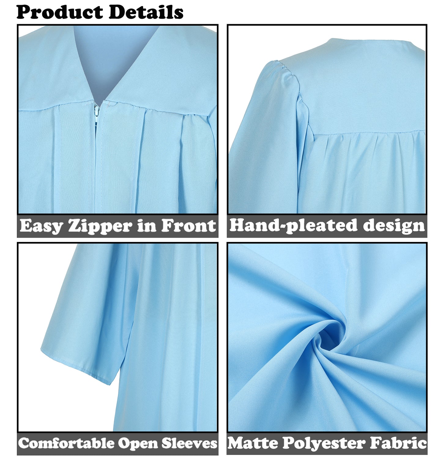 Newrara Matte Adult/Teen Unisex Graduation Gown and Cap set with Tassel