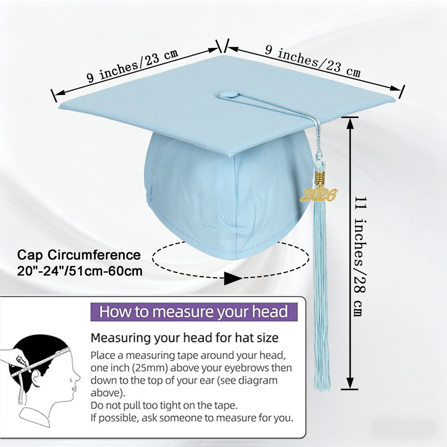 Newrara Unisex Adult/Teen Matte Graduation Cap with Tassel & Year Charm