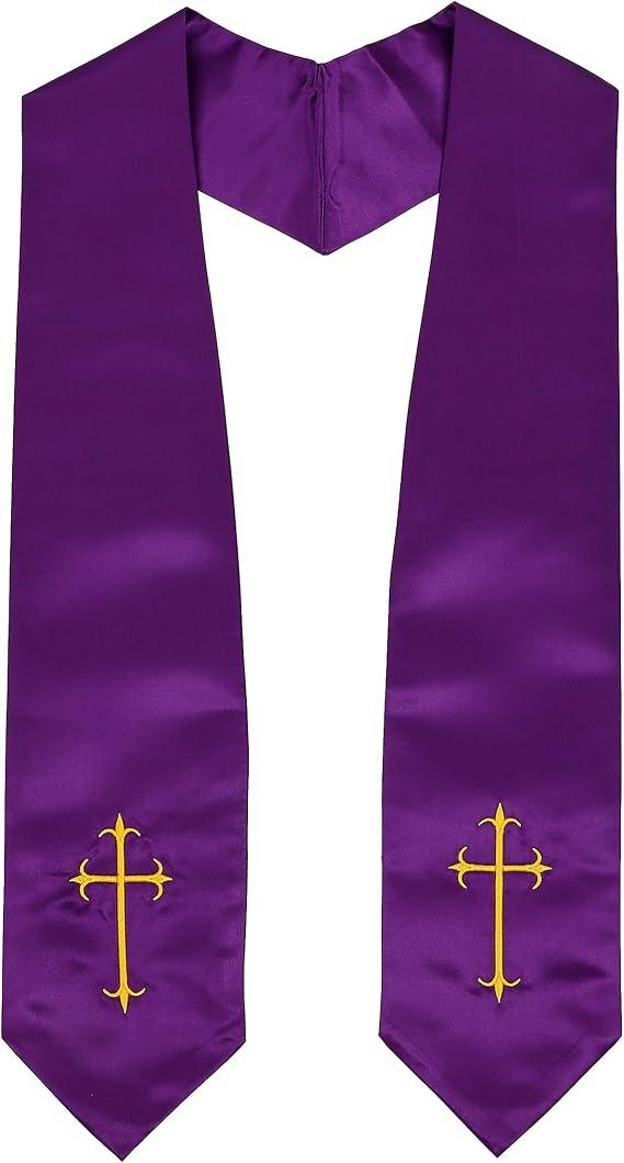 Newrara Traditional Church Choir Stole with Embroidered Cross 60''