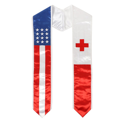 Newrara Unisex National Flag Graduation Stole Embroidery Sash 72''