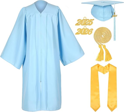 Newrara Unisex Matte Graduation Cap and Gown Set with Stole & Honor Cords