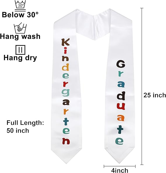 Newrara Unisex Kindergarten/Preschool Graduation Stole with Colorful "Graduate" Print 35''/50''