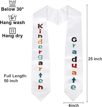 Newrara Unisex Kindergarten/Preschool Graduation Stole with Colorful "Graduate" Print 35''/50''