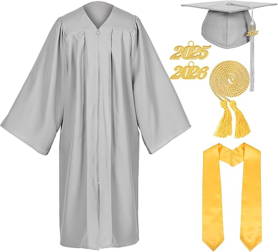 Newrara Unisex Matte Graduation Cap and Gown Set with Stole & Honor Cords