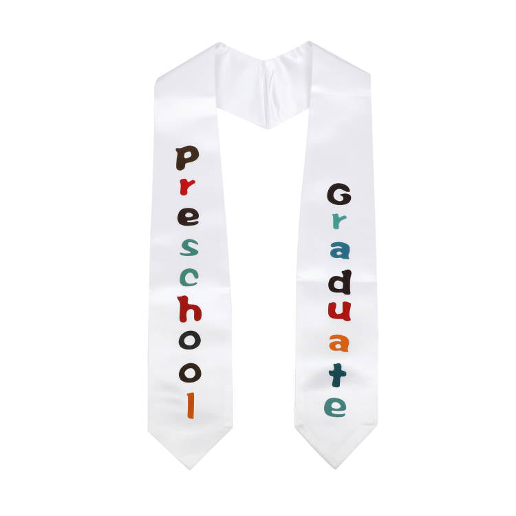 Newrara Unisex Kindergarten/Preschool Graduation Stole with Colorful "Graduate" Print 35''/50''