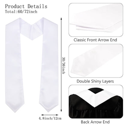 Newrara 6-pieces Unisex Adults Plain Graduation Stoles 60''/72''