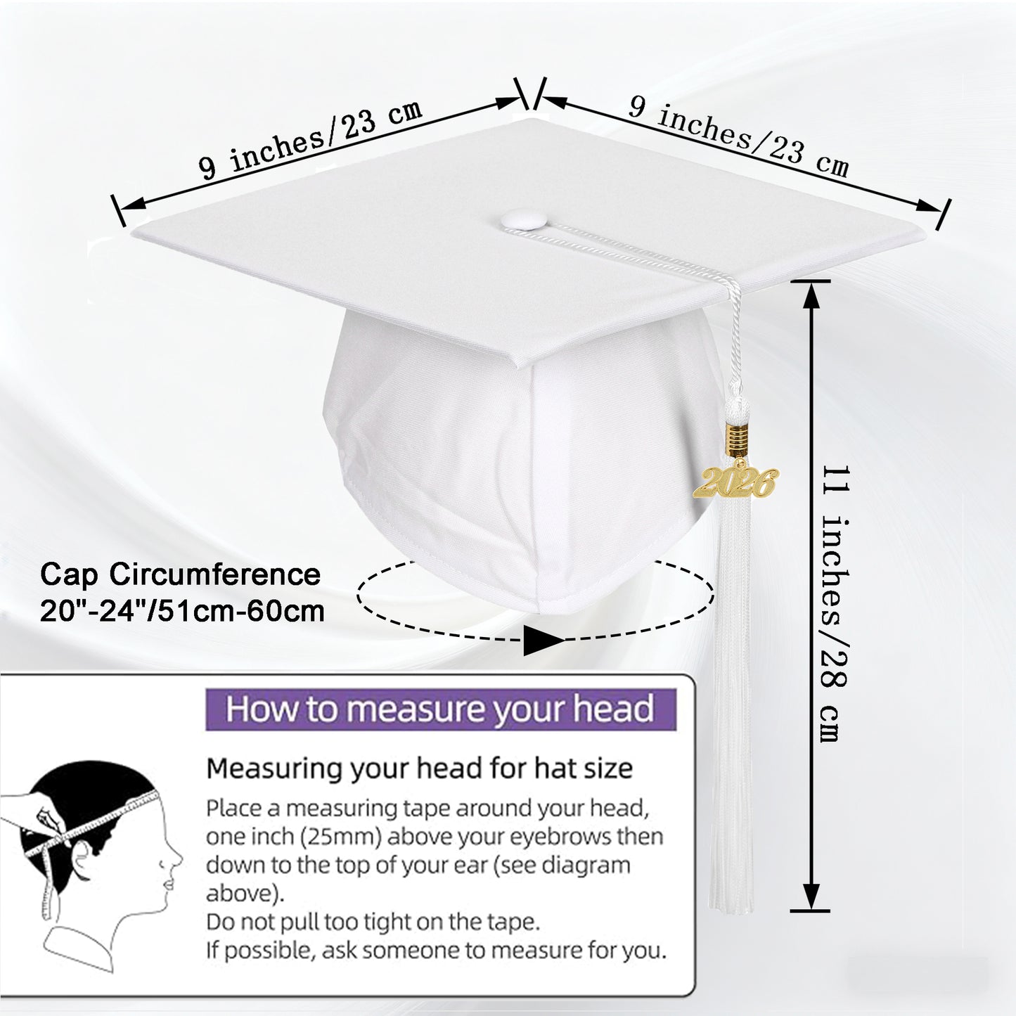 Newrara Unisex Adult/Teen Matte Graduation Cap with Tassel & Year Charm