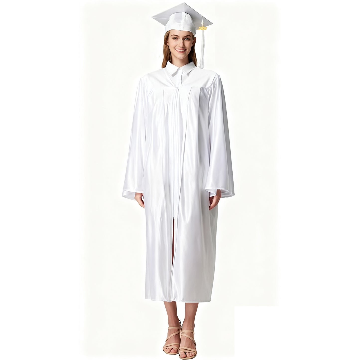 Newrara Shiny Adult/Teen Unisex Graduation Gown and Cap set with Tassel