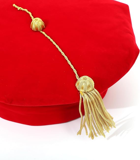 Newrara Deluxe Doctoral 8-Sided Tam Velvet Graduation Cap with Gold Tassel