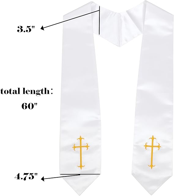 Size chart for white choir stole