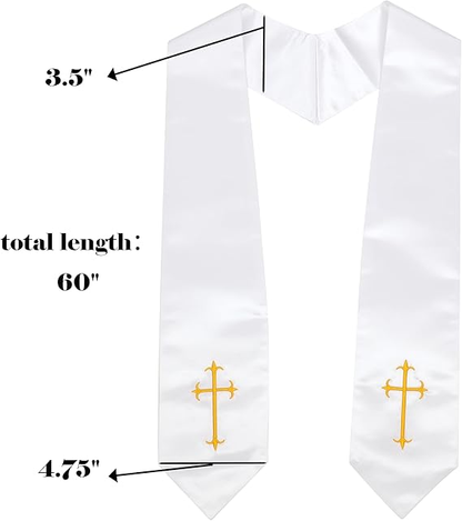 Size chart for white choir stole