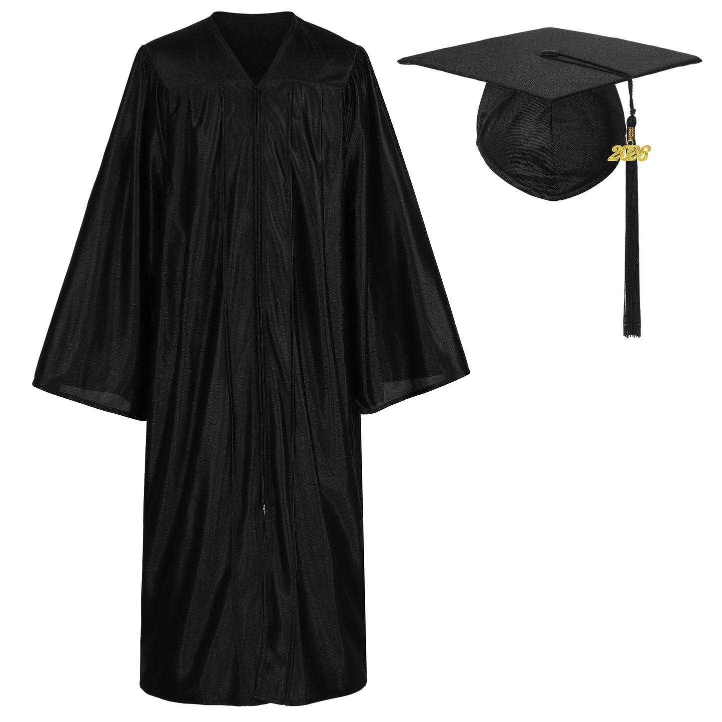 Newrara Shiny Adult/Teen Unisex Graduation Gown and Cap set with Tassel
