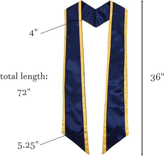 Adult-size 72 inch honor stole with angled ends