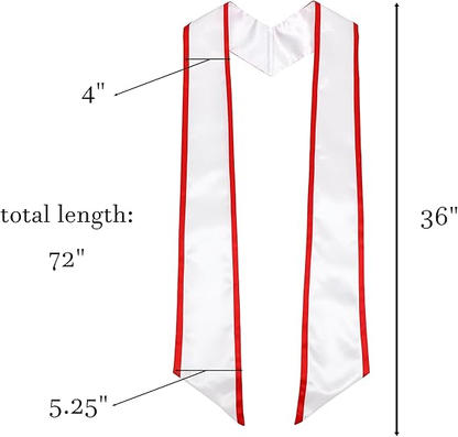 72 Inch High-quality satin honor stole featuring red trim 