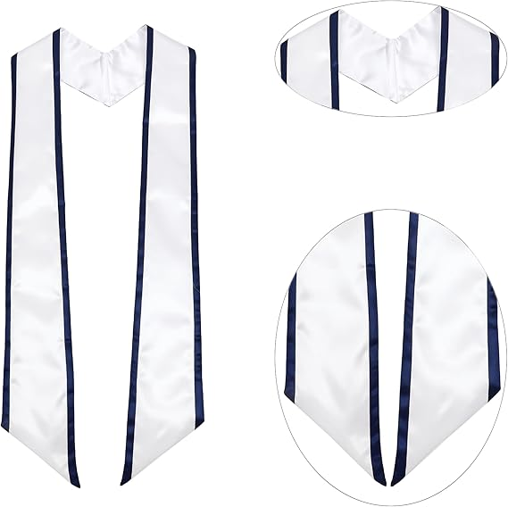 Navy-trimmed graduation stole suitable for high school and college