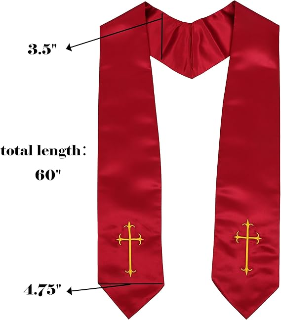 Size chart for maroon choir stole