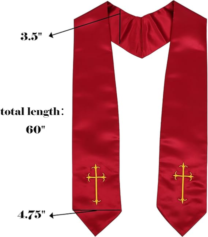Size chart for maroon choir stole