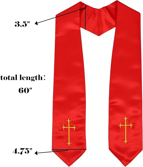 Size chart for red choir stole