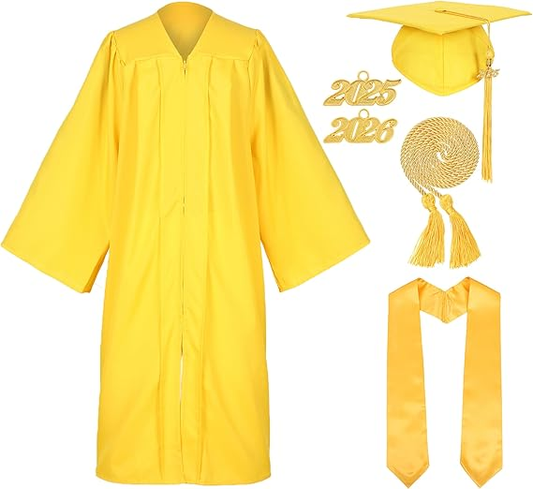 Newrara Unisex Matte Graduation Cap and Gown Set with Stole & Honor Cords