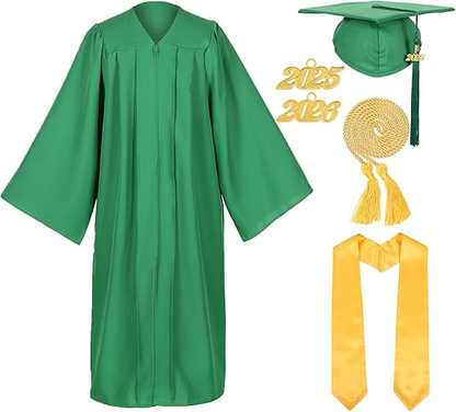 Newrara Unisex Matte Graduation Cap and Gown Set with Stole & Honor Cords