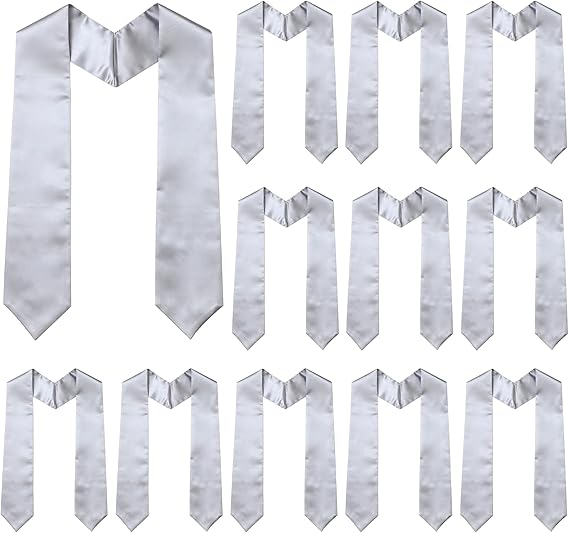 Newrara 12-pieces Unisex Adults Plain Graduation Stoles 60''/72''