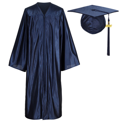 Newrara Shiny Adult/Teen Unisex Graduation Gown and Cap set with Tassel