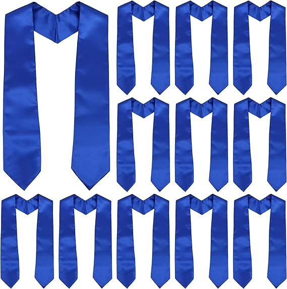 Newrara 12-pieces Unisex Adults Plain Graduation Stoles 60''/72''