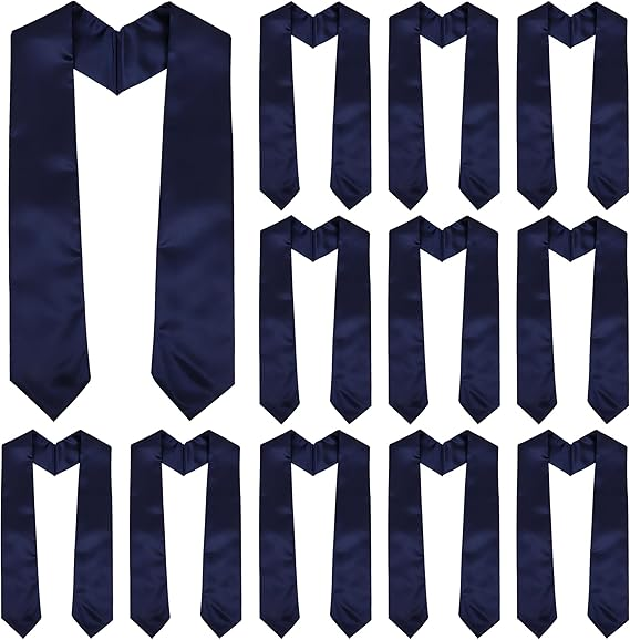 Newrara 12-pieces Unisex Adults Plain Graduation Stoles 60''/72''