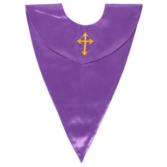 V-shape choir stole with embroidered cross for adults