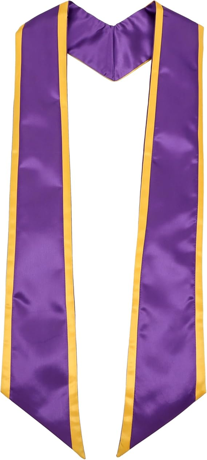 Classic angled-end graduation stole with gold trim for adults