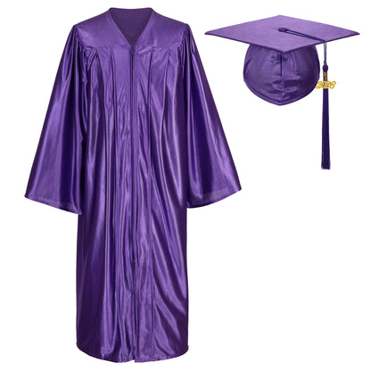 Newrara Shiny Adult/Teen Unisex Graduation Gown and Cap set with Tassel
