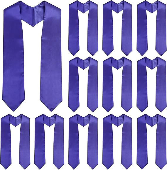 Newrara 12-pieces Unisex Adults Plain Graduation Stoles 60''/72''