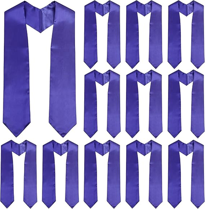 Newrara 12-pieces Unisex Adults Plain Graduation Stoles 60''/72''