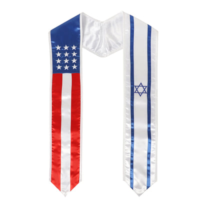 Newrara Unisex National Flag Graduation Stole Embroidery Sash 72''