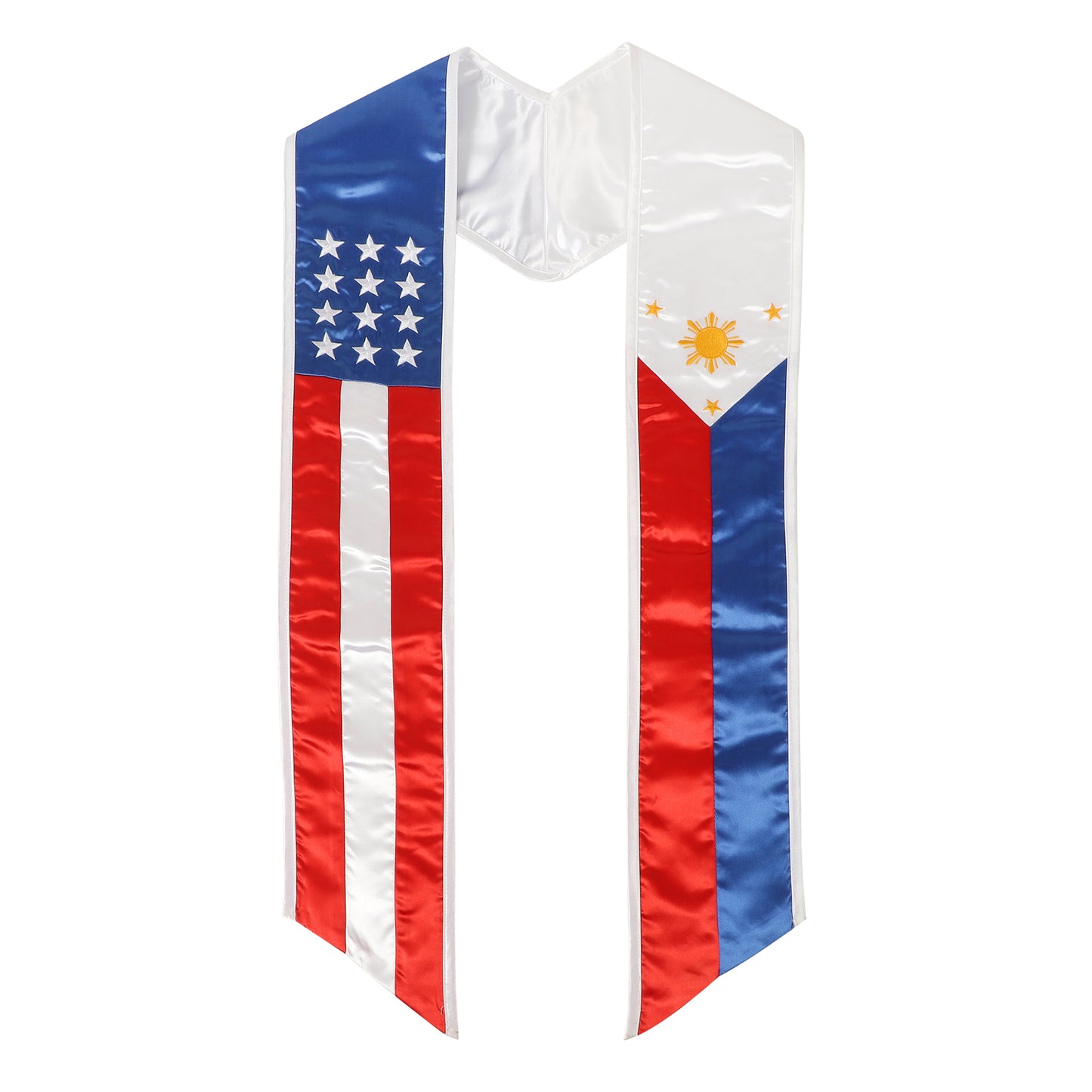 Newrara Unisex National Flag Graduation Stole Embroidery Sash 72''