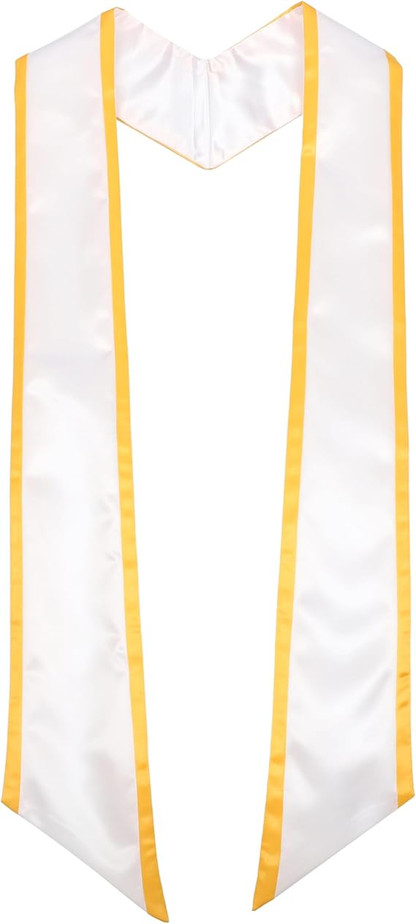 Gold trim graduation honor stole with angled ends – unisex 72 inch