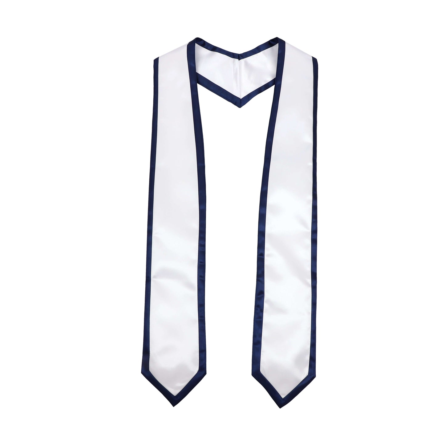 Newrara 10PCS Graduation Honor Stole with Classic Pointed Ends and Trim 72'' in white with navy trim.