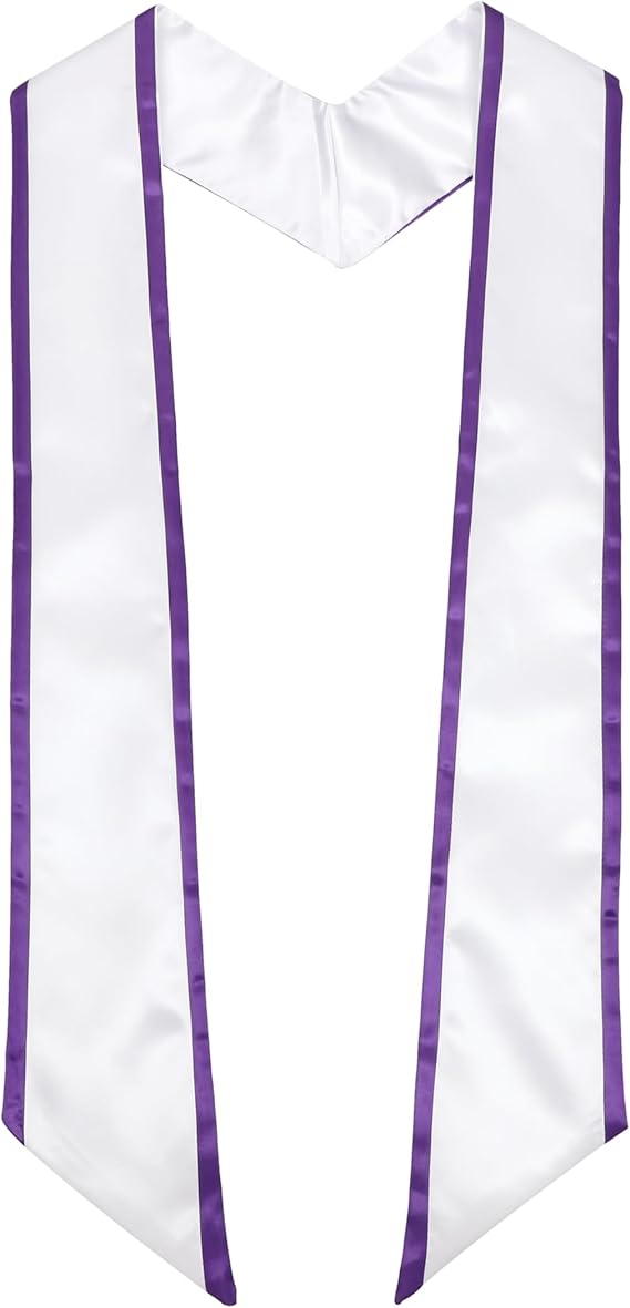 Graduation stole for academic regalia with purple edge accent