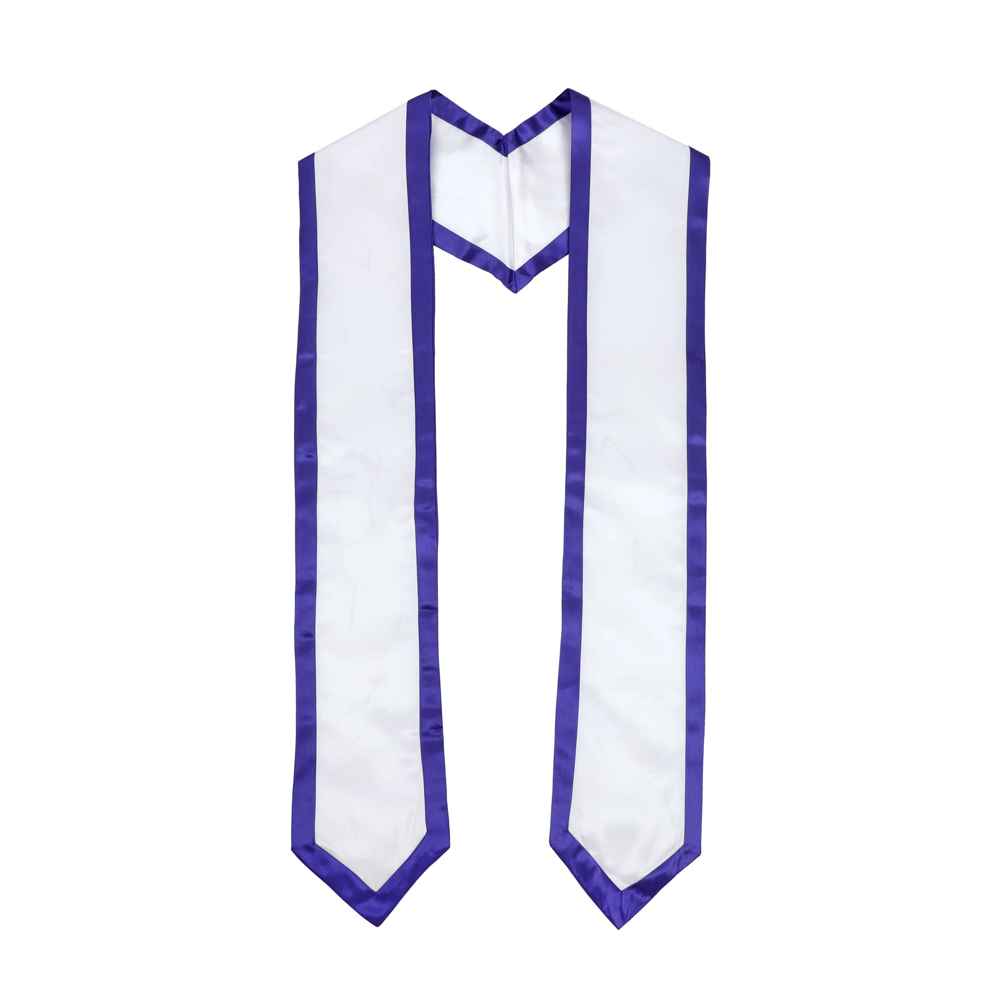 Newrara 10PCS Graduation Honor Stole with Classic Pointed Ends and Trim 72'' in elegant white and purple satin.