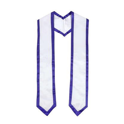 Newrara 10PCS Graduation Honor Stole with Classic Pointed Ends and Trim 72'' in elegant white and purple satin.