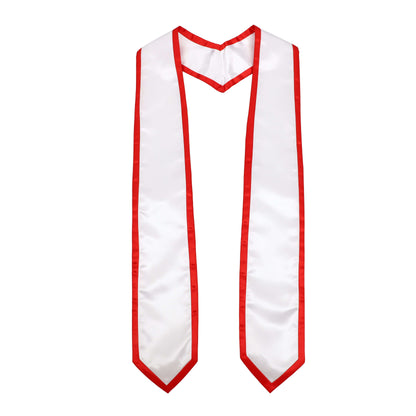 Newrara 10PCS Graduation Honor Stole with Classic Pointed Ends and Trim 72'' in red and white satin material.