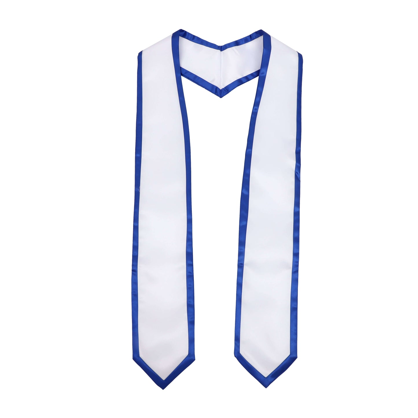 Newrara 10PCS Graduation Honor Stole with Classic Pointed Ends and Trim 72'' in white with blue trim.